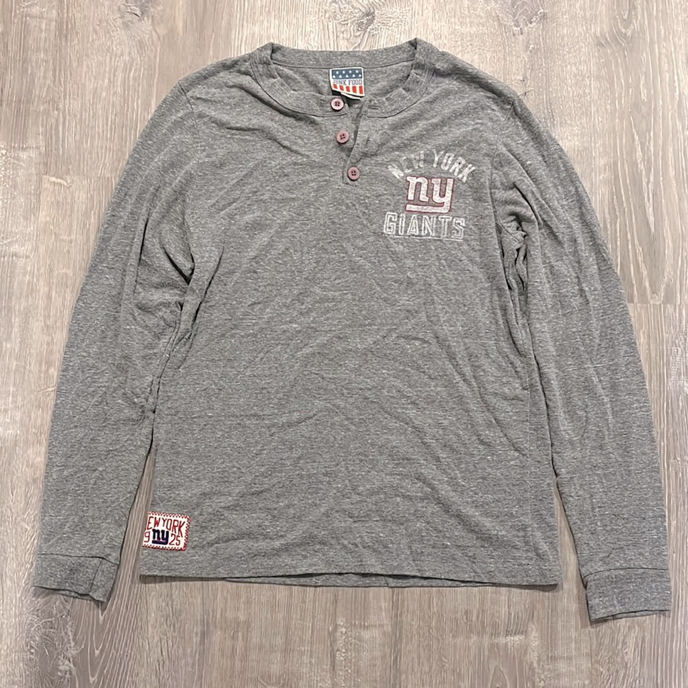 Junk Food New York Giants Football Henley Long Sleeve Shirt